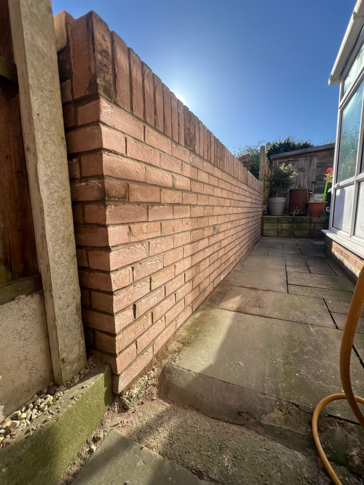 Detailed view of completed brick boundary wall